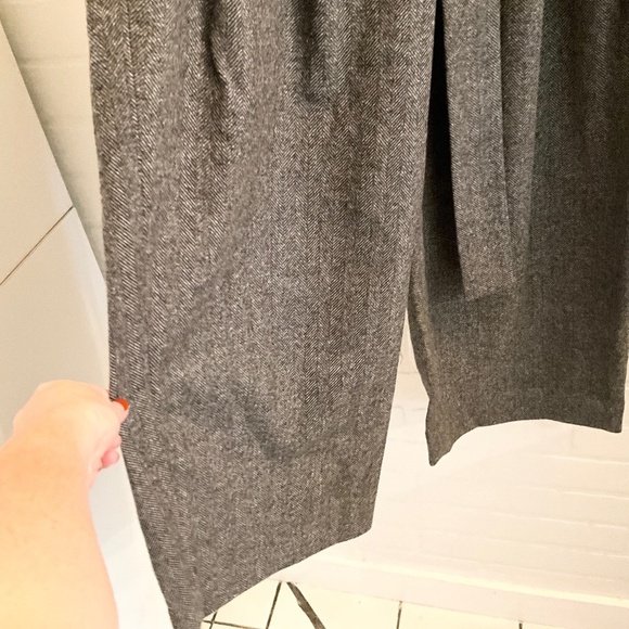 COS Dress Pants Herringbone Gray High waist Wide leg Parachute Darted Wool 4 - Picture 10 of 14